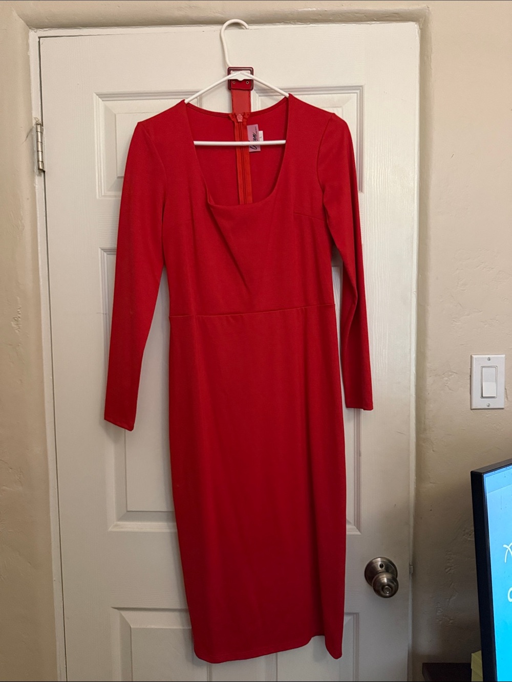 Vixen by Micheline Pitt Troublemaker Red Long Sleeve Midi Dress